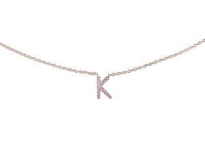 Personalized 14K Gold Initial Pendant with Diamonds - 14K Gold - Rose Gold - Yellow Gold - White Gold