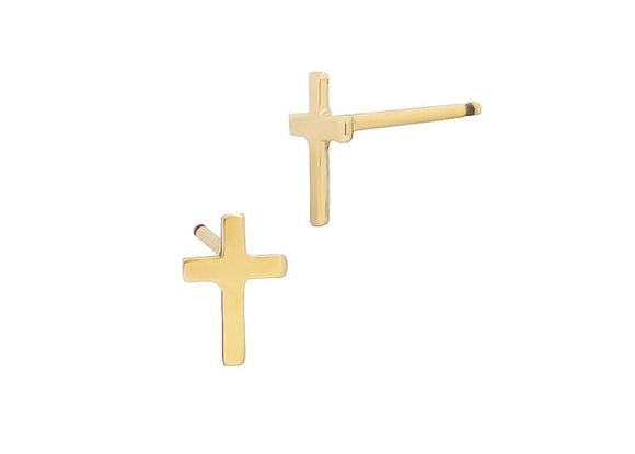 Mini 14K Gold Cross Earrings - Women’s Luxury Jewelry
