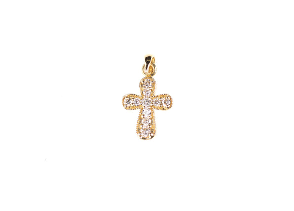 Grecian Diamond Cross Pendant - 14K Yellow Gold - Rose Gold - White Gold - Women's Fine Jewelry