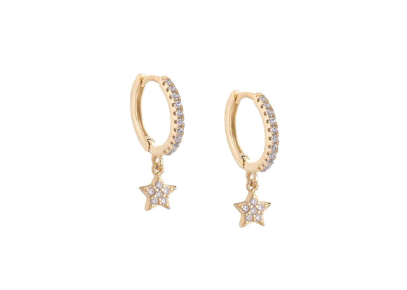 Diamond Star Huggies - Solid 14k Gold - Women’s Fine Jewelry