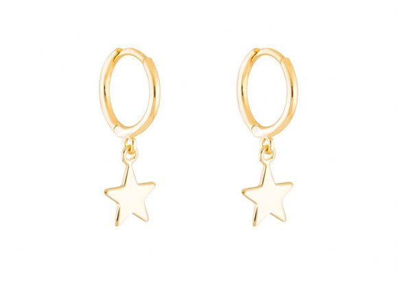 10mm Star Huggie Hoop Earrings - 14K Gold - Women’s Luxury Jewelry