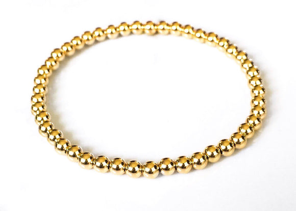 4MM Yellow Gold Beaded Bracelet - Gold Filled - Women’s Designer Jewelry