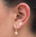 10mm Star Huggie Hoop Earrings - 14K Gold - Women’s Luxury Jewelry