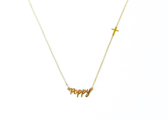 Mini Personalized “Fancy” Name Necklace with Cross