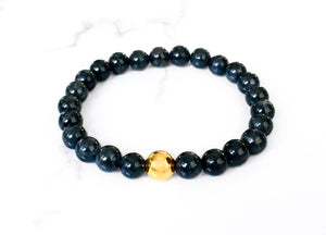 Men's Protection Bracelet - 14K Gold - Black Jade - Luxury Men's Jewelry