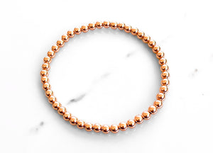 3MM Rose Gold Beaded Bracelet - Gold Filled - Women's Designer Jewelry