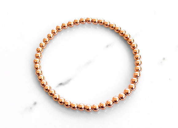 3MM Rose Gold Beaded Bracelet - Gold Filled - Women's Designer Jewelry